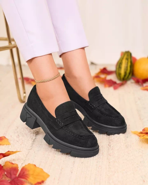 Royalfashion Čierne dámske ažurové mokasíny Lace Glide