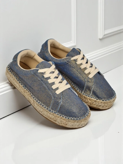 Aurelia Denim Espadrillos – ženski športni copati z ravno peto iz tkanine