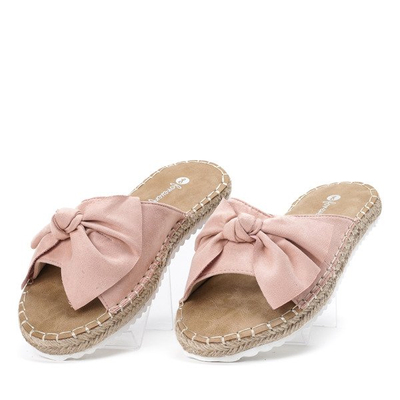 Różowe klapki z kokardką Summer Flower - Obuwie