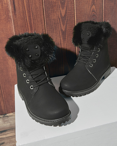 Klasické dámske čižmy a'la trapper v čiernej farbe Lausa- Footwear