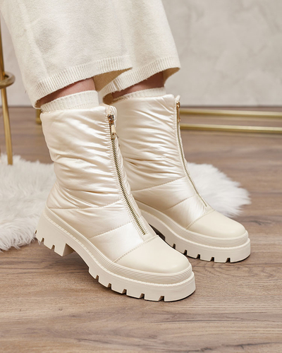Royalfashion Dámske čižmy Tainve Beige na plochom podpätku