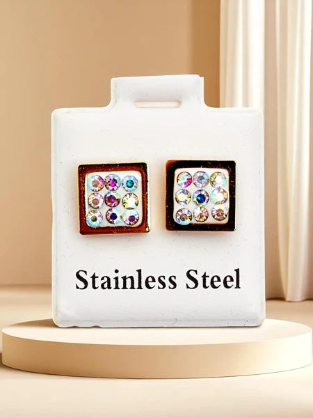 Royalfashion dámske štvorcové zirkónové náušnice