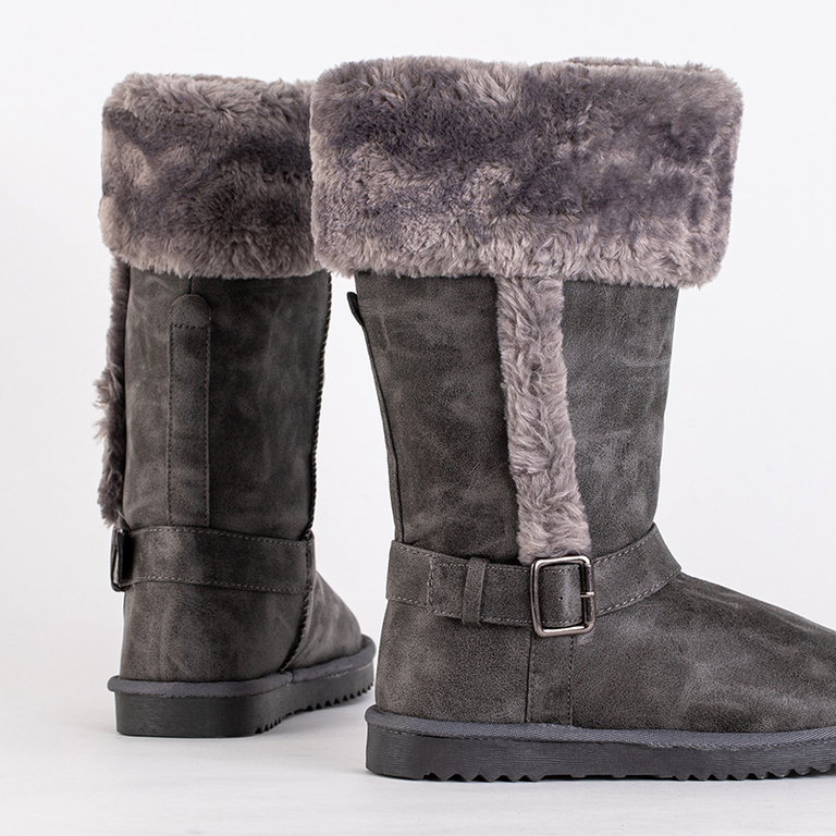 Šedé snehule do polovice lýtok Obessi - Obuv