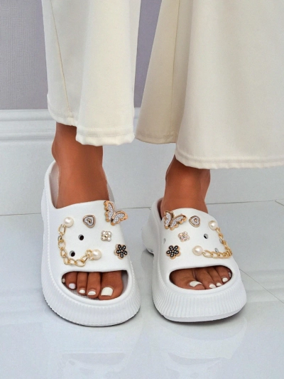 Royalfashion Dámske gumové sandále s ozdobami Slash Glam