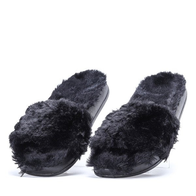 Papuče Mya čierne s kožušinou - Obuv