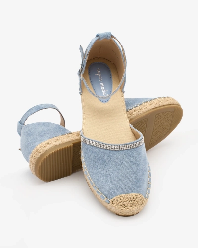 Royalfashion Dámske espadrilky so zirkónmi v modrej farbe Rieta