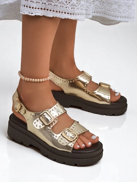 Royalfashion Ženski sandali z debelejšim podplatom z okrasnimi kamenčki Rocky Chic