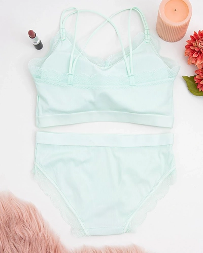 Mätová dámska súprava dámskeho spodného prádla s čipkou - Spodné prádlo