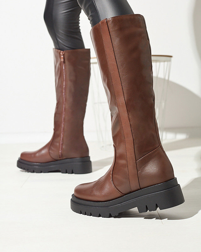 OUTLET Tmavohnedé dámske nadkolienky z ekokože Roterika - Obuv