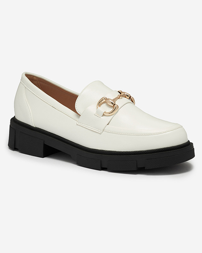 OUTLET Biele dámske poltopánky s ozdobou na priehlavku Veteca - Obuv