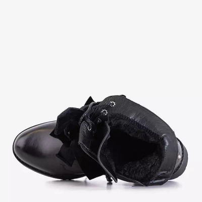 OUTLET Čierne tašky s tryskami a velúrovými mašľami Caterina - Obuv