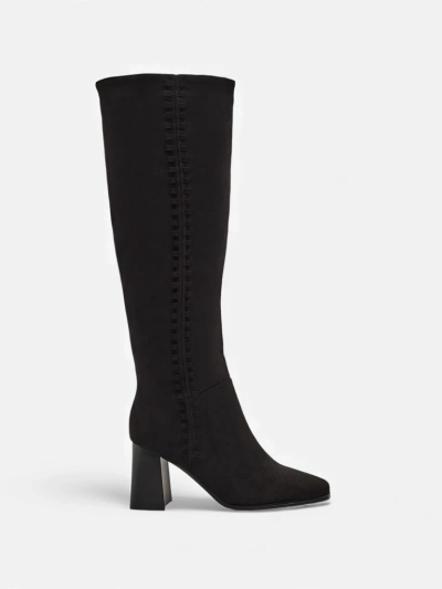 Ženski kozaki eko semiš na stebričku Fottor