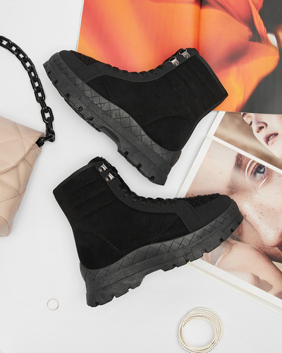 Dámske zateplené trapézy v čiernej farbe Wosser- Obuv