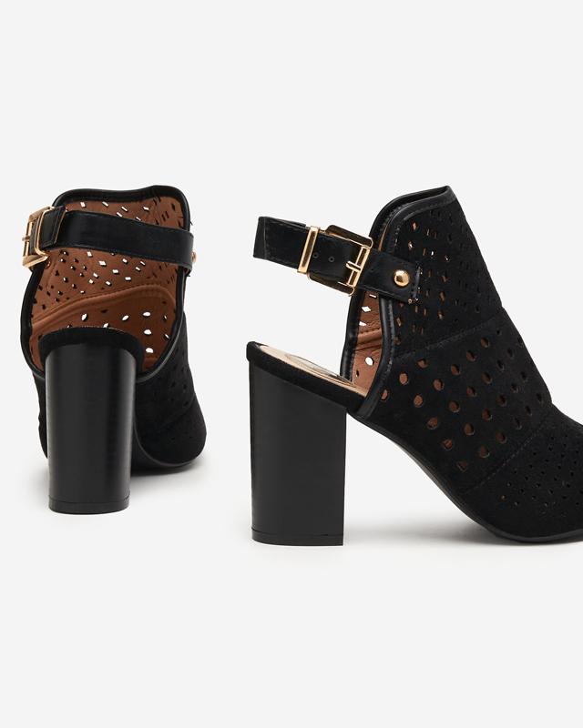 Čierne prelamované dámske sandále na stĺpik Kholi - Obuv