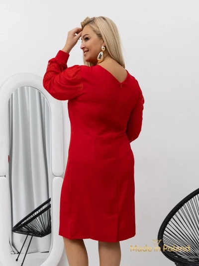 Elegantna ženska mini obleka z mrežastimi rokavi Evilla
