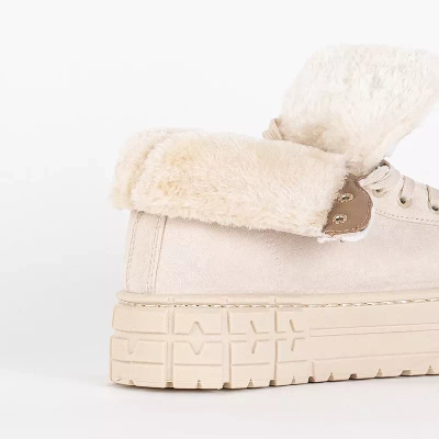 OUTLET Béžové dámske čižmy na šnurovanie na platforme Tessi - Obuv