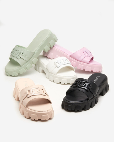 OUTLET Fialové dámske papuče na hrubšej podrážke Inza-Shoes