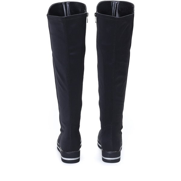 Czarne kozaki na platformie Claudia - Obuwie