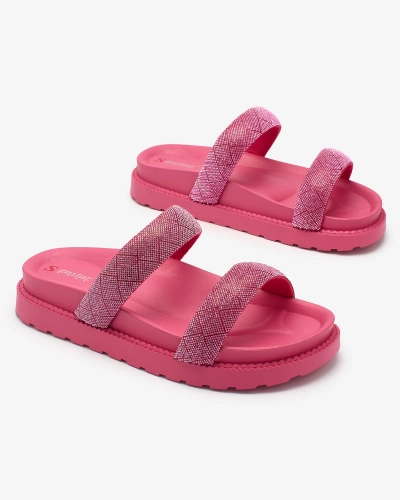 Royalfashion Fuchsia Dámske šľapky Zirconia Sparkle