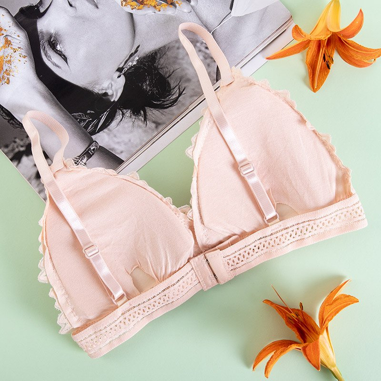 Dámska béžová čipkovaná podprsenka - Spodné prádlo