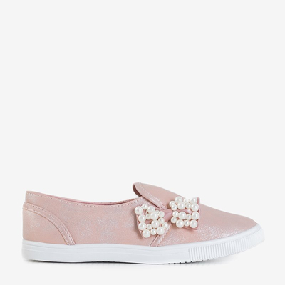 Svetloružové detské tenisky s mašľou Malasio - Obuv