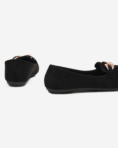 Čierne dámske eko semišové mokasíny s retiazkou Osylia - Topánky