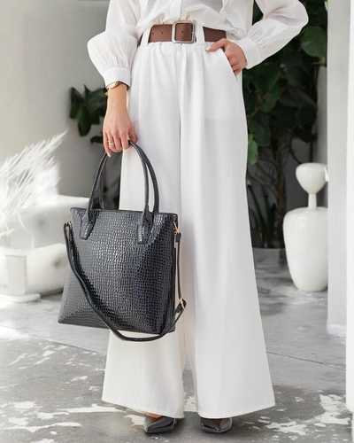 Royalfashion Dámska taška z patentovanej kože s embosovaním