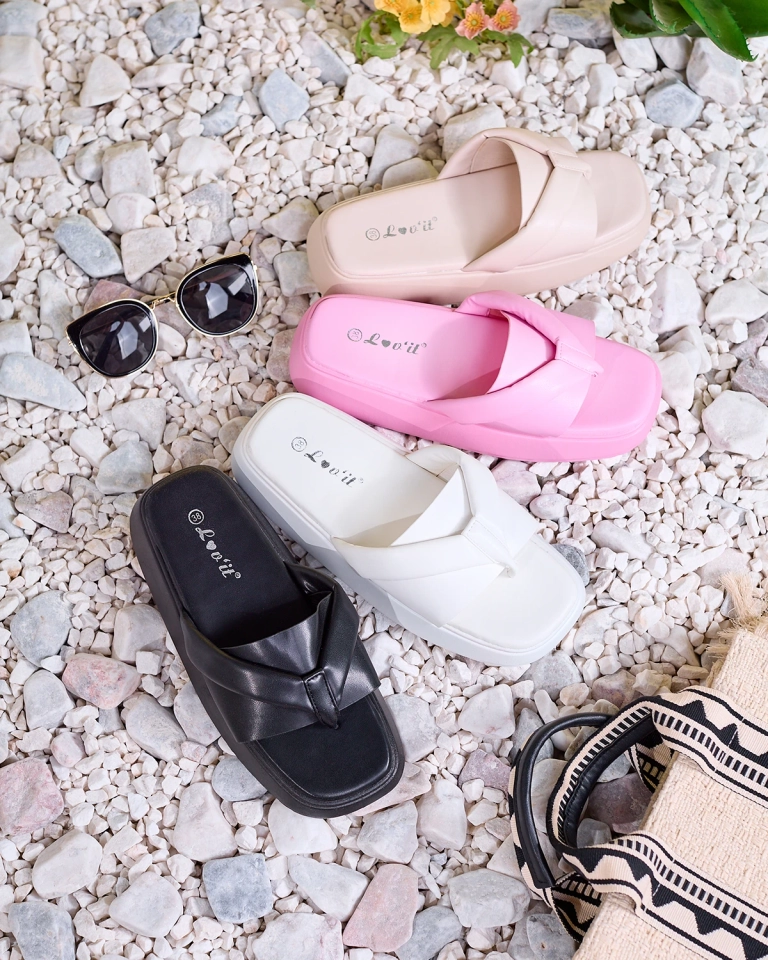 Royalfashion Béžové dámske žabky na platforme Luna Sole