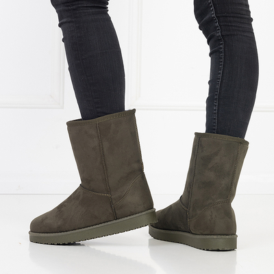 Tmavo zelené hladké snehule Lesledi - Obuv