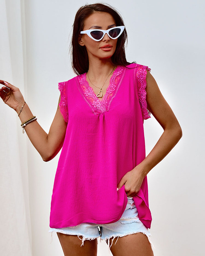 Royalfashion Dámska blúzka bez rukávov s čipkou