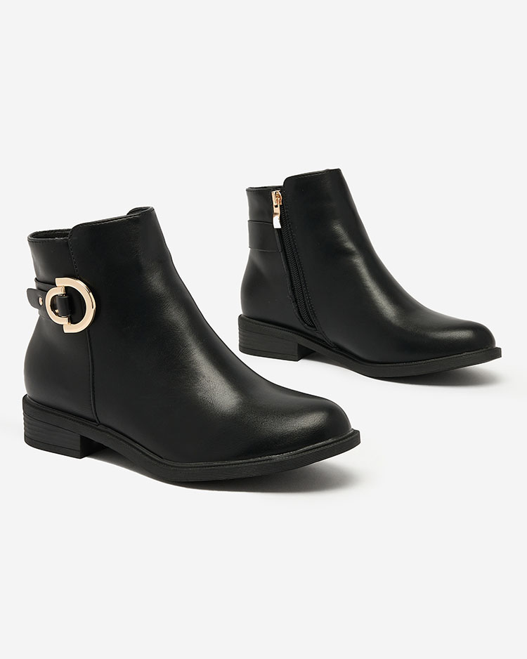 Royalfashion Čierne dámske čižmy a'la sztyblety s ozdobami Ederte