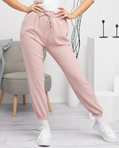 Dámske látkové nohavice ružovej PLUS SIZE - Oblečenie