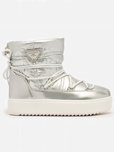 Royalfashion Dámske strieborné čižmy Vevnose slip-on a'la snow boots