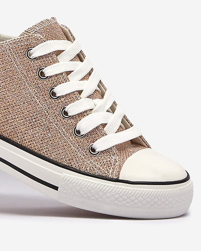 Zlaté dámske tenisky na skrytej kotve s lesklou niťou Seggat- Obuv