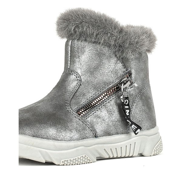 Detské šedé snehové topánky s kožušinou Nicia - Obuv