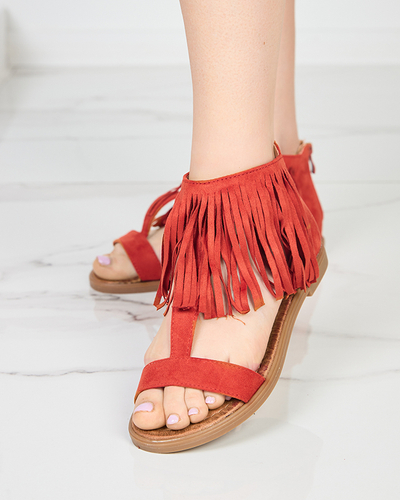 OUTLET Dámske sandále so strapcami v červenohnedej farbe Clov-Shoes
