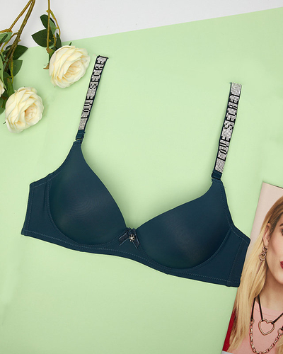 Royalfashion Hladká push-up podprsenka v námorníckej modrej farbe so zdobenými ramienkami