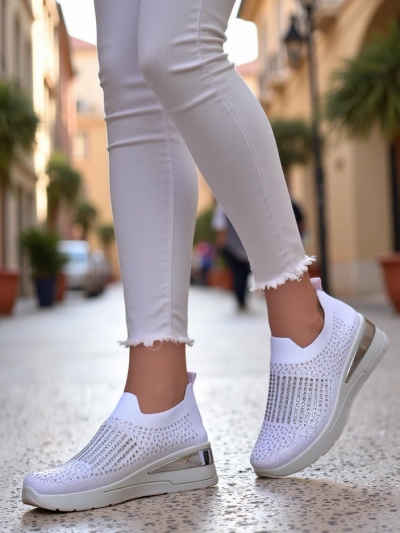 Royalfashion Klzné dámske wedge tenisky s rhinestones Qelavise