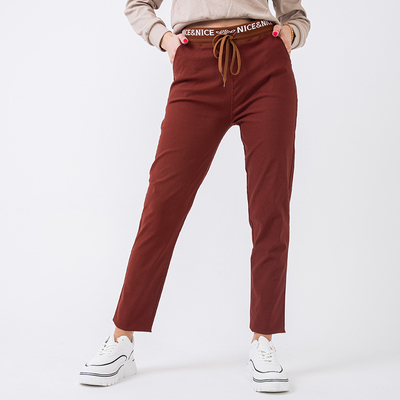 Dámske hnedé látkové nohavice - Oblečenie