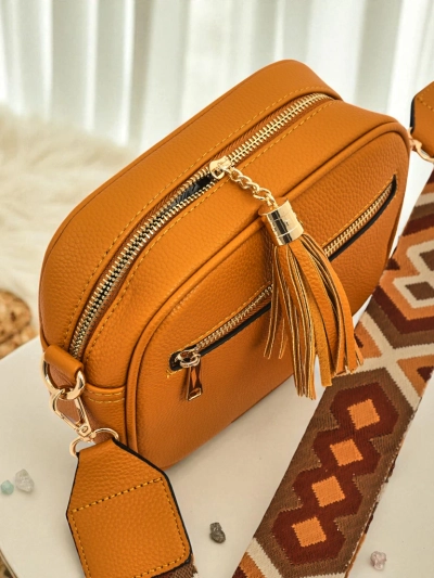 Royalfashion Mala ženska torbica iz eko usnja s pisanim pasom Kovi Lace