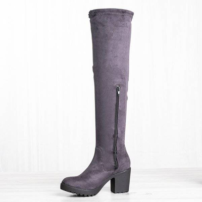 OUTLET Šedé čižmy na vyššom stĺpiku Moccalinea - Obuv