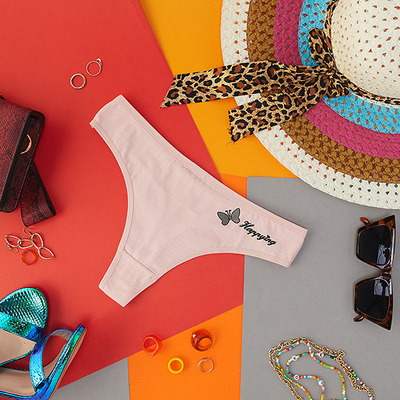 Klasické bavlnené dámske tangá svetloružovej farby - Spodná bielizeň