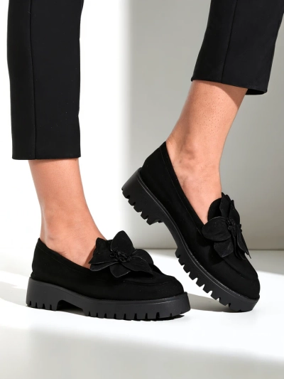 Royalfashion ekologické semišové dámske mokasíny s Floverse kvetom