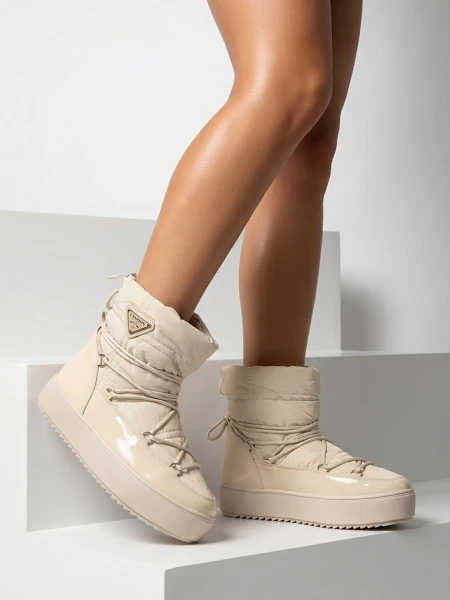 Royalfashion Dámske slip-on čižmy a'la snow boots v béžovej farbe Vevnose