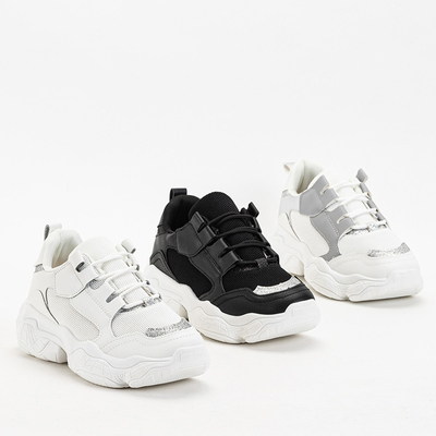 Biele dámske tenisky na platforme so striebornými vsadkami značky Verica - Footwear