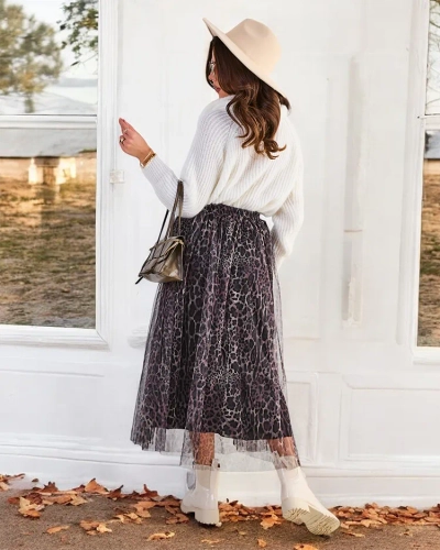 Royalfashion Vzorovaná midi sukňa pre ženy s tilom