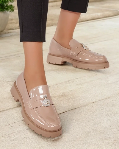 Royalfashion Dámske lakované mokasíny Bemies