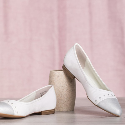 Bílé kožené baleríny kalhotky - obuv 1