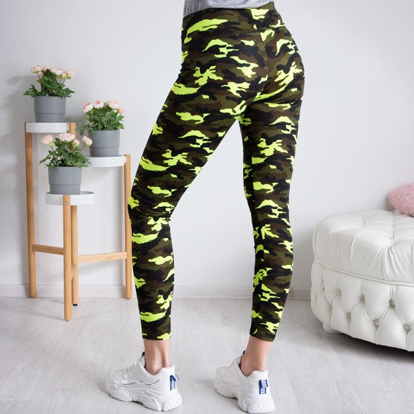 Sportovní legíny v neonově zelené kameni - Kalhoty 1