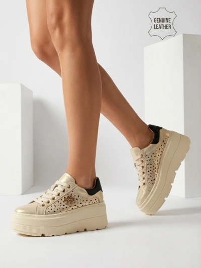 Ažurne športne ženske superge iz naravnega usnja Atelle